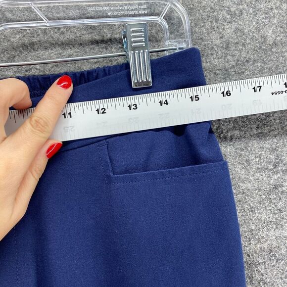 Isaac Mizrahi Dress Pants Women 10 Blue Mid Rise Pull On Pleated Elastic Waist - Picture 5 of 11